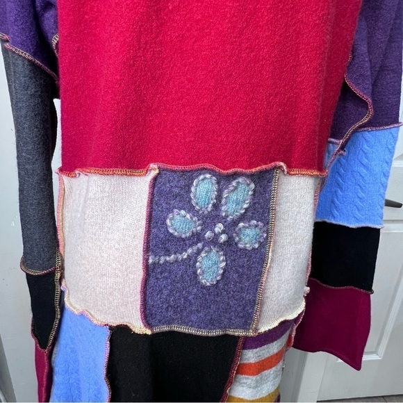 Vintage Woolrich Patchwork Duster Sweater Jacket Asymmetrical Hem Large - Picture 5 of 16